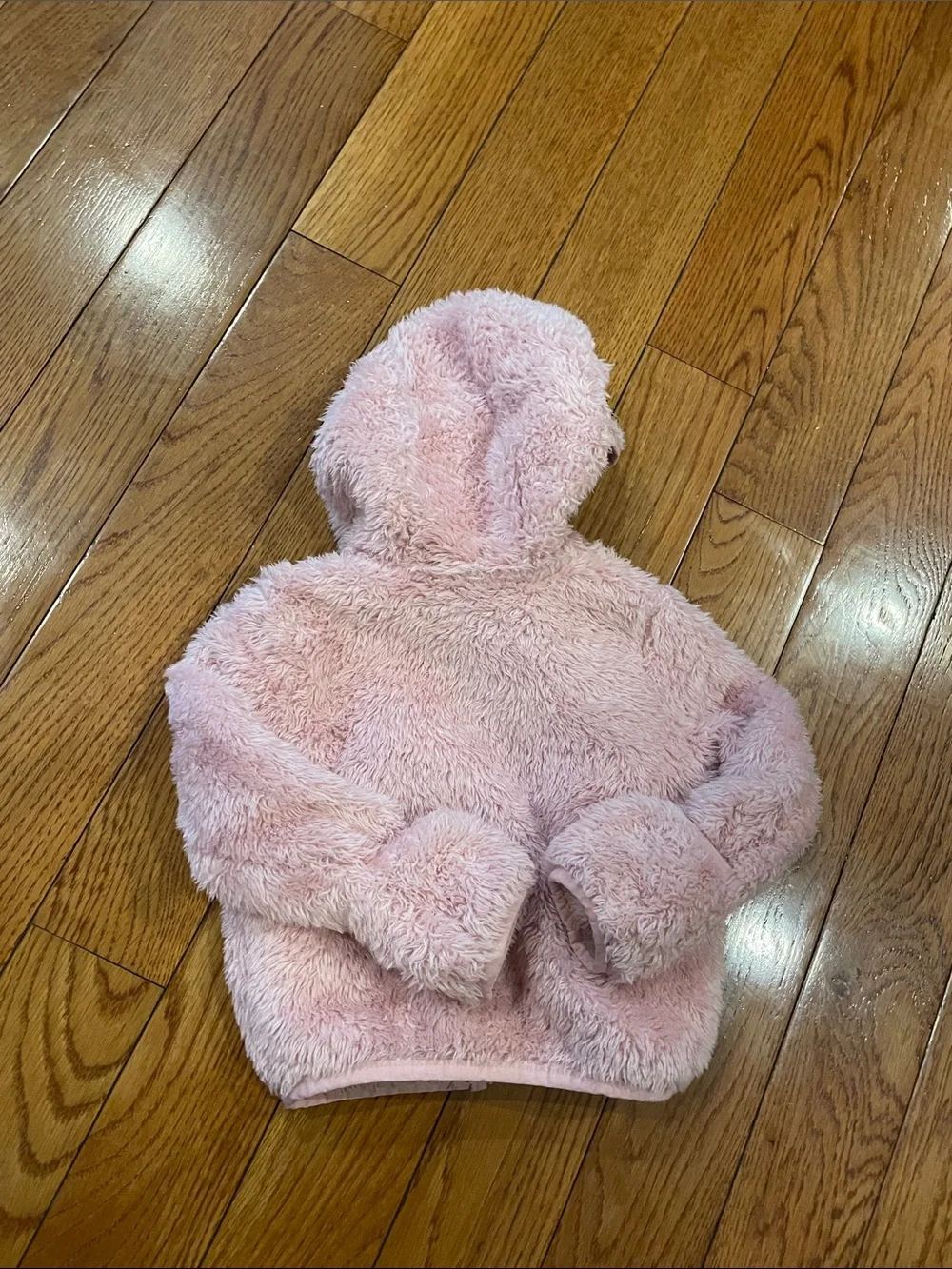 The North Face Light Pink Fuzzy Hooded Jacket with Ear Details - very good cond